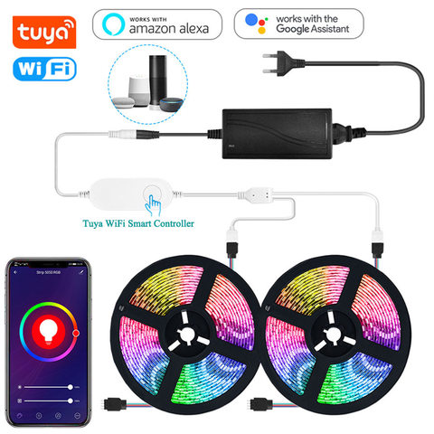 Tuya Smart RGB LED Strip 5050 12V WiFi Strip Waterproof LED Tape Smart Life App Voice Control Work with Alexa Google Assistant ► Photo 1/6