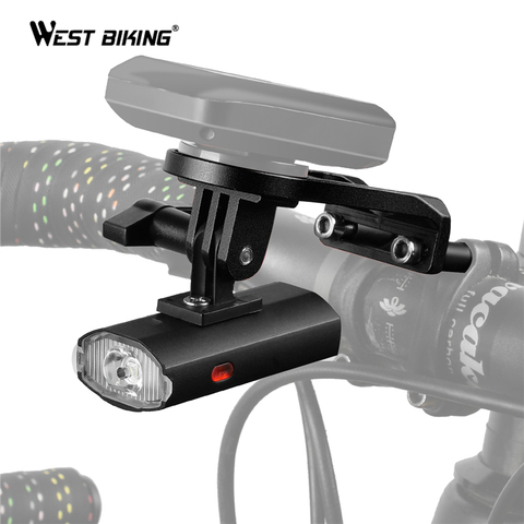 WEST BIKING Bike Light With GoPro Mount Holder For Garmin Bryton Computer USB Rechargeable Waterproof 300LM Bicycle Flashlight ► Photo 1/6