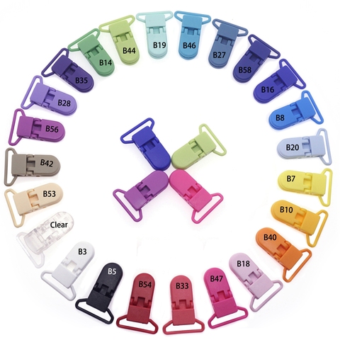 100 Pcs 20 Color Mixed Hot D Shape 25mm Plastic Baby Pacifier Clip Holder Newborn Baby Dummy Soother Bib Toy Chain Gift ► Photo 1/6