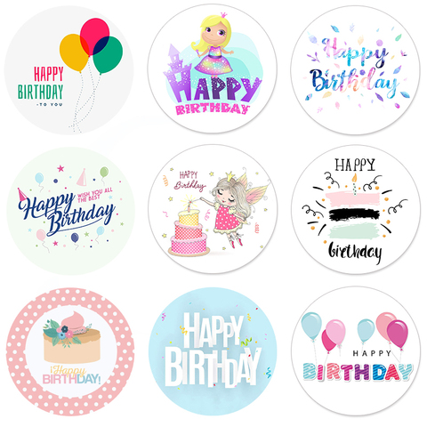 Happy Birthday Round Seal Sticker Paper Adhesive Stickers Tape Label For Homemade Bakery Gift Packaging Scrapbooking Kids Party ► Photo 1/6
