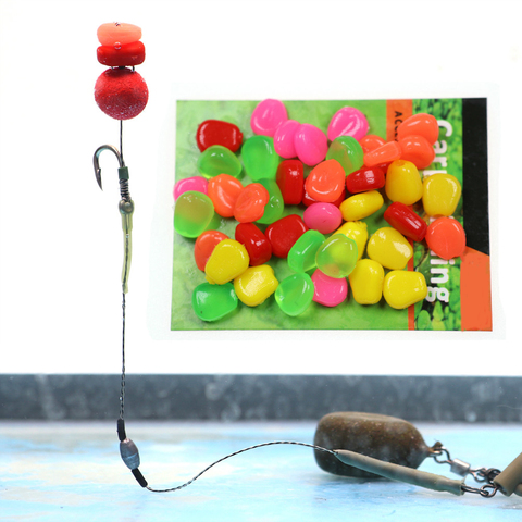 JIGEECARP 50pcs Carp Fishing Jigging Lure Soft Fake Corn Silicone Corns for Pop Up Hair Rig Boilie Carp Bait Peaca ► Photo 1/6