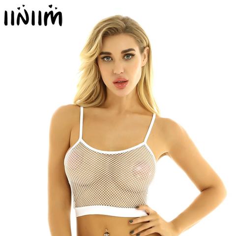 Womens Lingerie Tanks Summer Evening Club Party Clothing Hollow Out Crop Top Femme See-through Clubwear Short Vest Crop Tank Top ► Photo 1/6