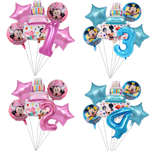 1set 18inch Mickey Minnie Mouse Cake Foil Balloon Cartoon Birthday Party Decorations Kids Baby Shower Party Baloon Toys ► Photo 1/6