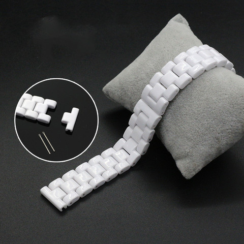 14mm 16mm 18mm White Ceramic Watch Strap Bracelet with Stainless Invisible Double Folding Clasp for Women Universal Watch Band ► Photo 1/6