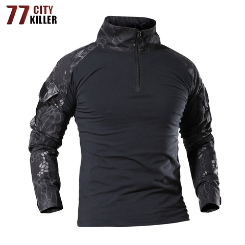 77City Killer Combat T-Shirt Men Tactical Army T Shirt Camouflage Military Multi-pocket Long Sleeve Hunting T Shirts Size S-4XL ► Photo 1/6