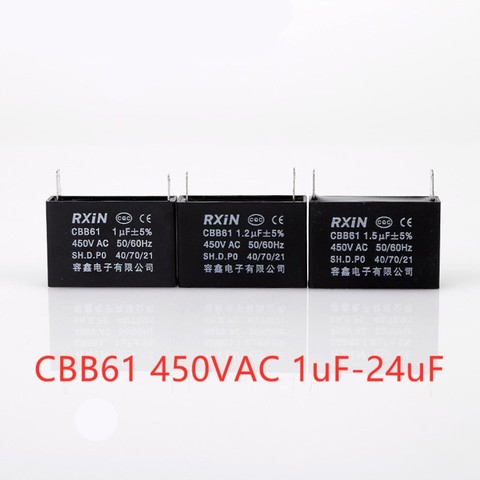 1pcs CBB61 starting capacitance AC Fan Capacitor 450V AC 1uF/1.2uF/1.5uF/1.8uF/ 2uF/2.5uF/3uF 50/60Hz Motor Run Capacitor 450VAC ► Photo 1/5