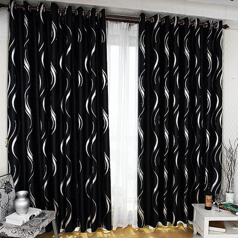 Silver Stripe Curtain For Living Room Bedroom Blackout Simple Pastoral Drapes JS61C ► Photo 1/6