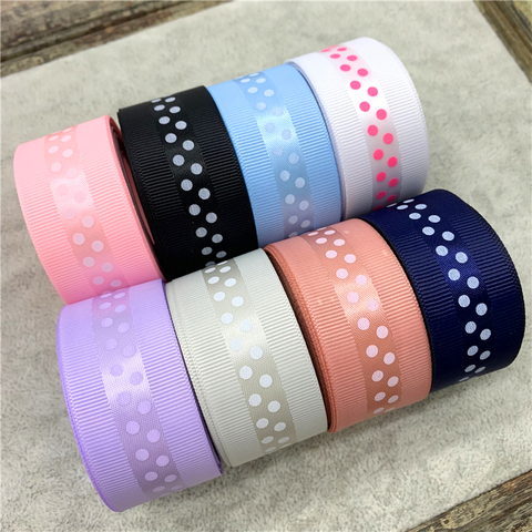 5Yards 1inch 25mm Grosgrain Ribbon Printing Polka Dots Ribbon For Hair Bow Wedding Christmas Decoration ► Photo 1/2