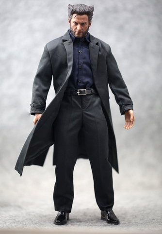 1/6 Scale Black Wind Coat Male Soldier Wolverine Windbreak for 12in Action Figure Phicen Hottoy Doll Toy Collection ► Photo 1/6