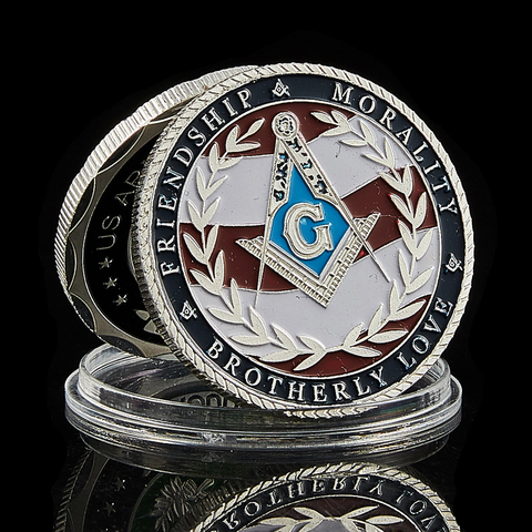 USA Masonic Freemasonry Brotherhood Friendship Morality Veteran Round Double Commemorative Coin ► Photo 1/6