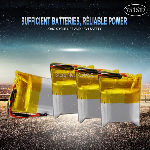 4pc 100mah 3.7v 751517 Rechargeable Battery for Cheerson CX-10 CX10 CX12 JJ820 V646 V676 JJ810 RC Helicopter RC Quadcopter ► Photo 1/5