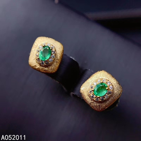KJJEAXCMY fine jewelry natural Emerald 925 sterling silver classic girl gemstone earrings new Ear Studs support test with box ► Photo 1/6