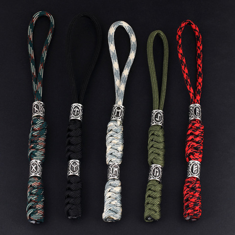 Charms Viking Rune Bead Accessories Keychain Outdoor Survival Kit Parachute Cord Keychain Lucky Jewelry Car Key Knife Lanyards ► Photo 1/6