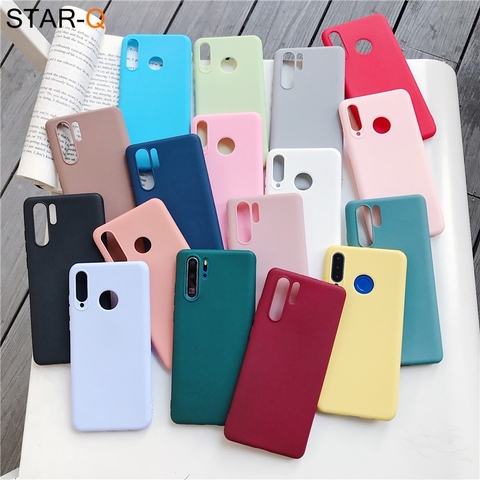 candy color silicone phone case for huawei p30 lite pro p20 lite p10 p smart plus z 2022 matte soft tpu back cover ► Photo 1/6