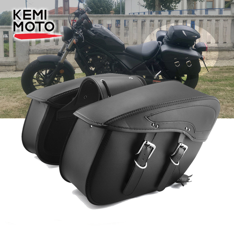 Motorcycle Saddlebag Leather Waterproof Luggage Bags For Sportster XL883 For Triumph Rocket Roadster For Kawasaki Vulcan Touring ► Photo 1/6