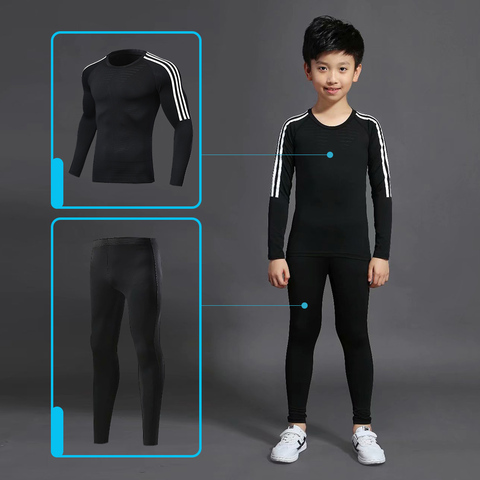 Children's sports suit 2 sets of sportswear jogging children training suit compression thermal underwear football clothing ► Photo 1/6