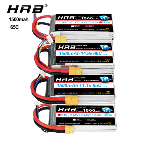 HRB Lipo Battery 1500mAh 4S 3S 6S Battery lipo  for FPV Drones 65C lipo with XT60 Plug for Airplane FPV Racing Truck Tanks Boat ► Photo 1/6