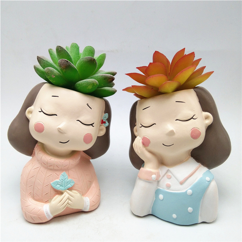 girl concrete flower pot silicone mold baking mold chocolate resin candle mold free shipping ► Photo 1/6