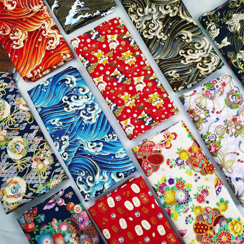 Printed Bronze cotton fabric Japanese style flower pattern fabrics for Kimono cheongsam DIY bag handmade patchwork cloth ► Photo 1/6