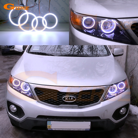 For KIA SORENTO II 2009 2010 2011 2012 2013 Excellent Ultra bright COB led angel eyes kit halo rings ► Photo 1/6