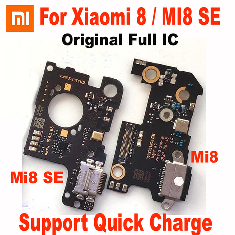 Original Full IC Mi 8 MI8 USB Quick Charging Port Board Flex Cable Connector For Xiaomi MI8 SE Charger board with Microphone Mic ► Photo 1/3