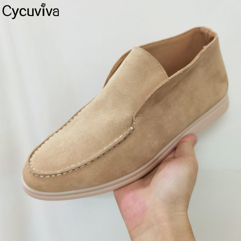 High Top Men Loafers Shoes KidSuede Runway Casual Shoes Male Classic Round Toe Slip On Flat Shoes Men ► Photo 1/6