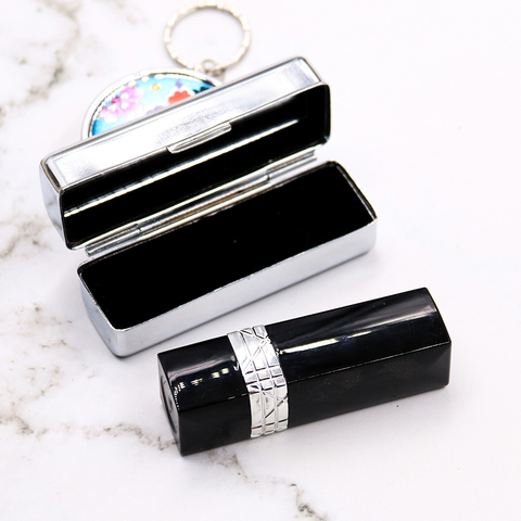 Blank Metal Metallic Lip Stick Box Cosmetic Pill Cases Holder Inside with Mirror Gift Lipstick Box Packaging Case ► Photo 1/6