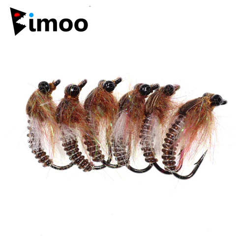 Bimoo 6PCS/Lot #8 Brown Dragonfly Nymphs Fishing Fly for Trout Bass Panfish Fishing Flies Lure Bait with Black Plastic Eyes ► Photo 1/6