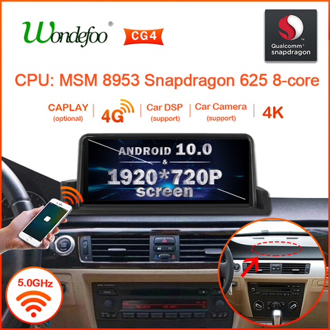 Snapdragon Android 10 1920*720P Blue ray screen car GPS for BMW E90 E91 E92 E93 3 series RADIO Navigation no DVD Player 2 DIN ► Photo 1/6