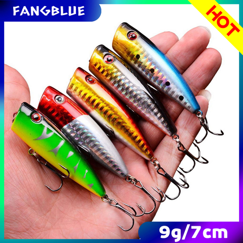 5pcs 9g 7cm Popper Fishing Lures Artificial Bait Wobblers Fishing Tackle Lure Set Carp Fishing Accessories Tools For Trout Bass ► Photo 1/6
