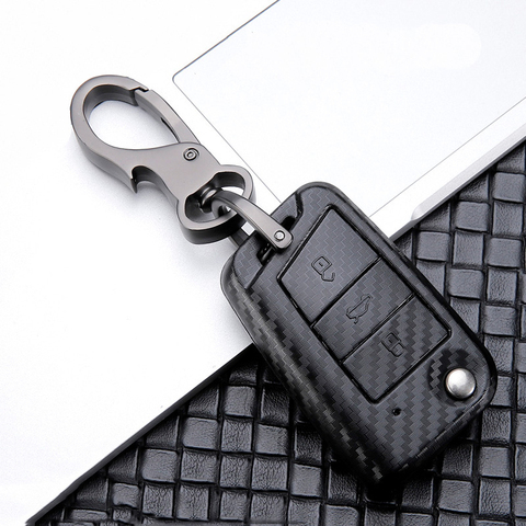 Car Glossy Carbon fiber key case For VW Golf 7 Bora POLO GOLF Passat Skoda Octavia A7 Fabia SEAT Ibiza Leon MK7 car accessories ► Photo 1/6