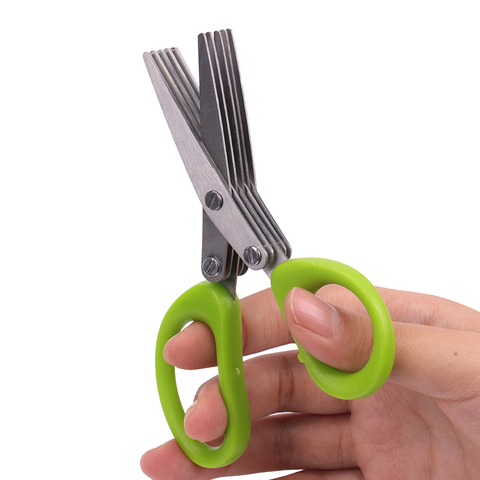 5 Layers Stainless Steel Multi Layer Kitchen Scissors Chopped Green Onion Vegetable Cut Herb Spices Scissors Cooking Supplies ► Photo 1/6