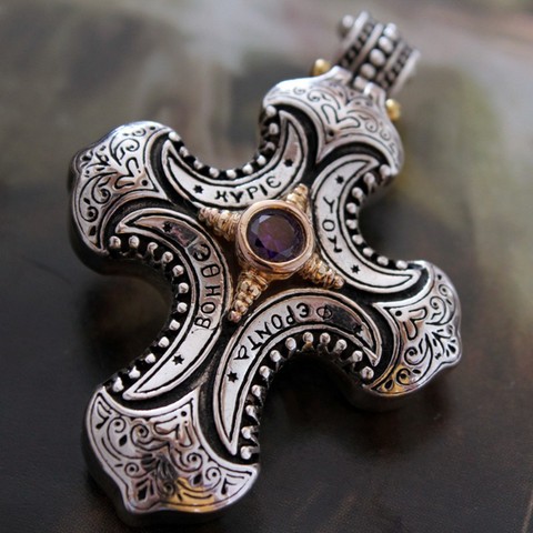 Super Gorgeous Palace Restoring Ancient Ways Is S925 pure Silver Thai Silver Big Cross  Pendant Male Classical Atmosphere ► Photo 1/3
