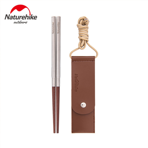 Naturehike Ultralight Folding Wooden Chopsticks Solid Portable Reusable Outdoor Camping BBQ Picnic Tableware Chop Sticks ► Photo 1/6