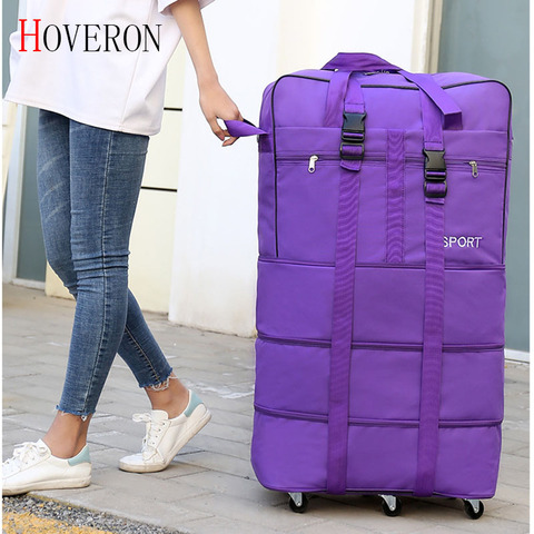 Portable travel bag rolling luggage Large capacity checked bag Extendable Roller Backpack Moving luggage Oxford Cloth duffle bag ► Photo 1/6