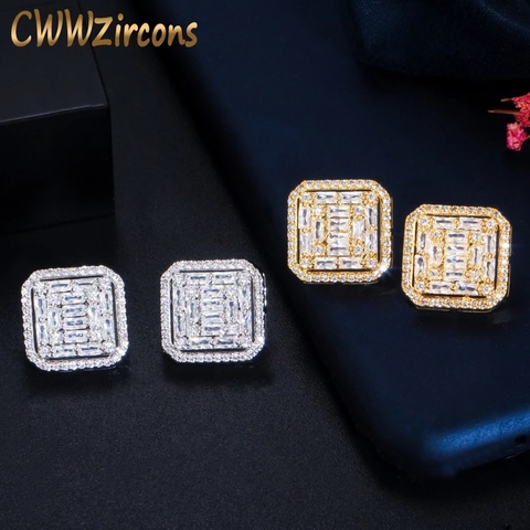 CWWZircons 2022 New Fashion Cubic Zirconia Big Square Stud Earring for Women Jewelry Wedding Brincos Boucle D'oreille CZ730 ► Photo 1/6