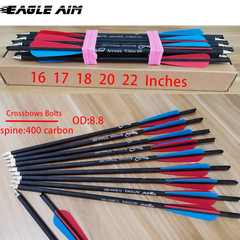 6 PCS 16 17 18 20 22 Inches Crossbows Bolts Replaceable steel tip 400 Carbon Arrows For Crossbows Archery Hunting ► Photo 1/6