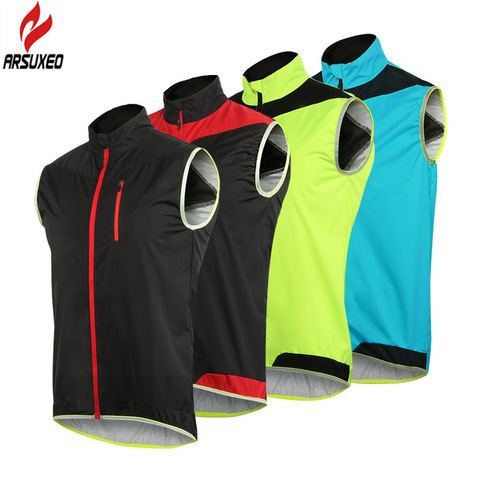 ARSUXEO Men Women Cycling Vest Windproof Waterproof Running Vest MTB Bike Bicycle Reflective Clothing Sleeveless Cycling Jacket ► Photo 1/6