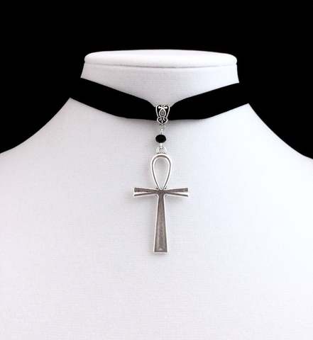 Ankh Necklace Black Choker Egyptian Goth Grunge Ankh Eternal Life Gothic Choker Witchy Jewelry pendant women gift fashion 2022 ► Photo 1/2