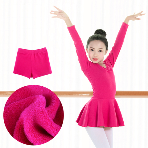 Winter Children Ballet Dance Gymnastics Dress Shorts Suit Kids Cotton Long Sleeve Thick Ballet Dress for Girls Dancewear ► Photo 1/6