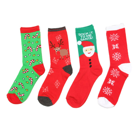 Christmas Women Santa Cotton Casual Socks Soft Winter Warm Novelty Gift Socks