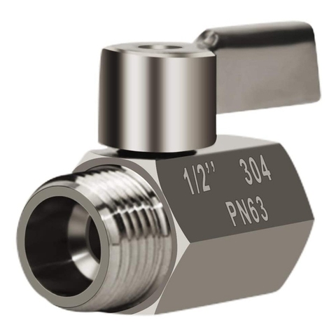 304 Stainless Steel Mini Ball Valve(1/2 Inch Female x Male) NPT Thread, Water Flow Regulator Head Control Valve ► Photo 1/6