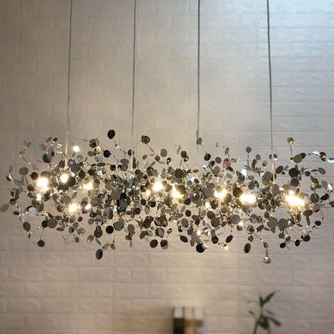 Hand Made Stainless Steel Leaf Pendant Lights For Restaurant  Dining Room Free Shipping ► Photo 1/5