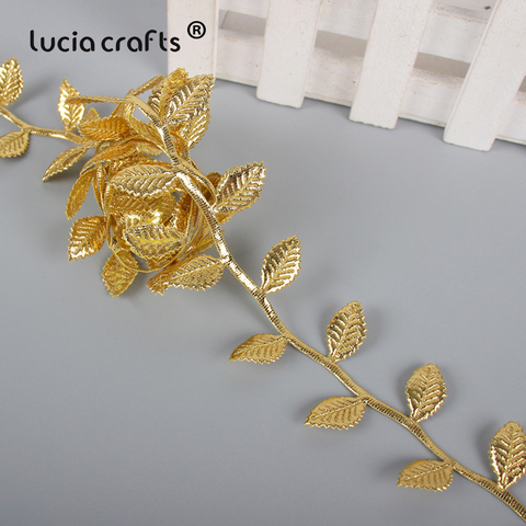 5/10Meters Approx 4cm Gold Silver Trim Leaves Lace Embellishment Ribbons DIY Sewing  Garment Garlands Appliques Crafts A1108 ► Photo 1/6