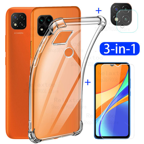 capa, glass + airbag case redmi 9c NFC redmi9 csoft clear anti-shock covers xiomi redmi9c cover redmi-9 phone cases redmi 9 case ► Photo 1/6