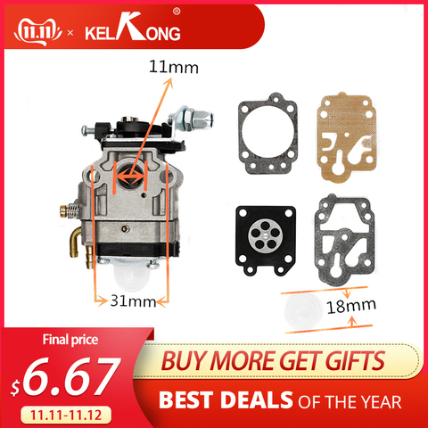 KELKONG Carburetor 10mm Carb Kit Walbro WYJ-138 PMW part 4088 fit for Mini Moto 33CC 36CC Kragen Zooma Gas Scooter Pocket Bike ► Photo 1/6