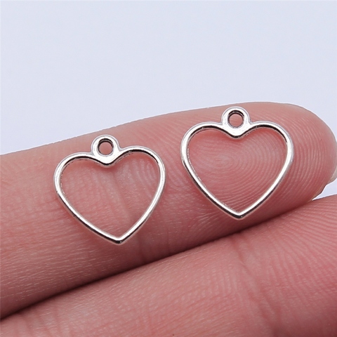 WYSIWYG 50pcs 14x13mm Antique Silver Color Hollow Heart Charms Pendant For Jewelry Making DIY Jewelry Findings ► Photo 1/2