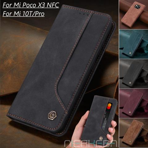 Flip Leather Case For Xiaomi Mi 10T Pro Lite 10TPro X 3 Magnetic Wallet for Xiomi Poco X3 NFC Card Solts Holder Phone Bag Cover ► Photo 1/6