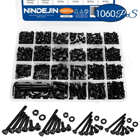 1060pcs M2 M3 M4 M5 Hex Socket Screw Set Carbon Steel Flat Round Cap Head Screws Bolts and Nuts Assortment Kit with Storage Box ► Photo 1/6