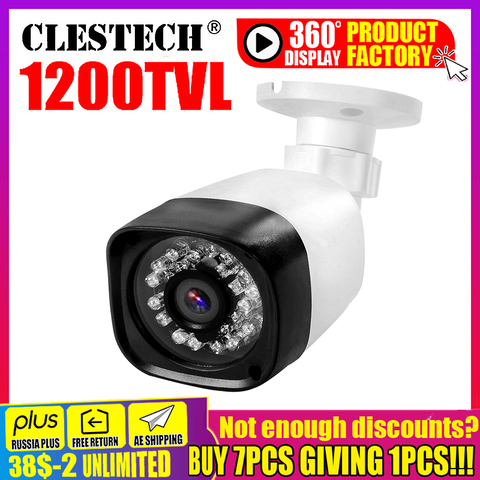 Cmos 1200TVL hd CCtv Camera Security Surveillance Video in/Outdoor Waterproof IP66 CVBS 960h Analog infrared Night Vision 30m ► Photo 1/6